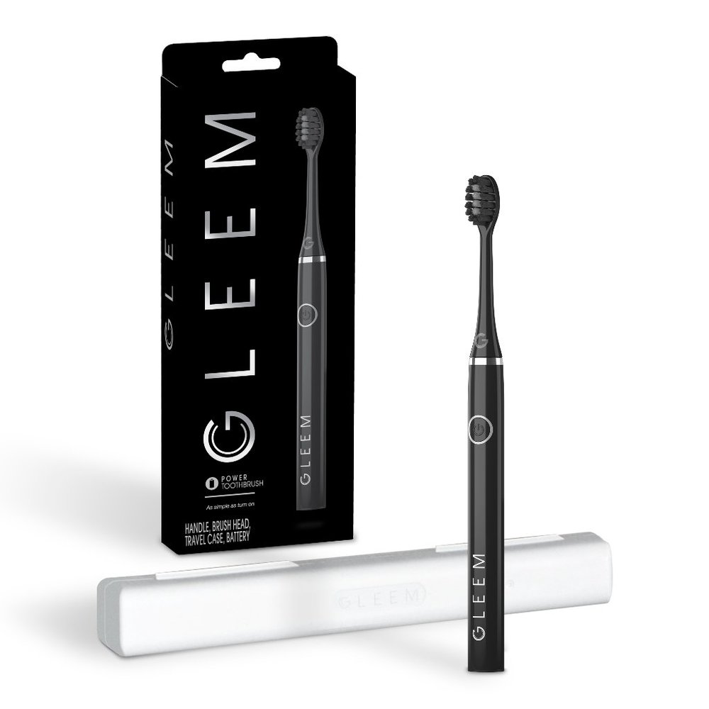 Gleem Battery Electric Toothbrush, Soft, Black, 1 Count, for Adults & Children 3